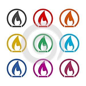 Gas Flame Color icon set isolated on white background