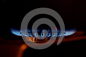 Gas flame on domestic stovetop