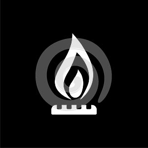 Gas flame icon isolated on black background
