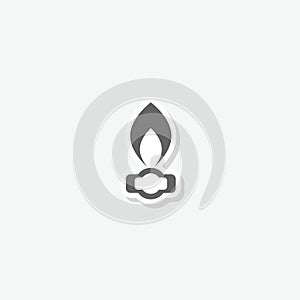 Gas flame simple icon sticker isolated on gray background