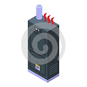 Gas furnace icon isometric vector. House fire