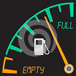 Gas gauge. Fuel indicator. Fuel gauge. Indicator fuel icon. Gas meter. Fuel sensor. Car dashboard.