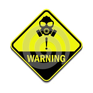 Gas hazard, Ware Respirator, Dust hazard warning diamond shape yellow with black sign vector