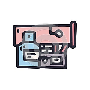 gas heat cannon color vector doodle simple icon