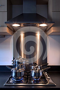 Gas hob and extractor fan. photo