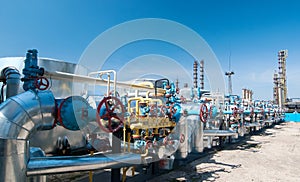 Gas industry. row gas valves