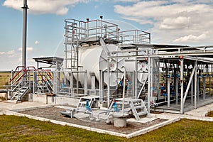 Gas industry. Tanks for storing liquefied gas and gas condensate at a gas production and processing plant