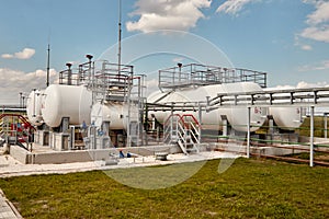 Gas industry. Tanks for storing liquefied gas and gas condensate at a gas production and processing plant