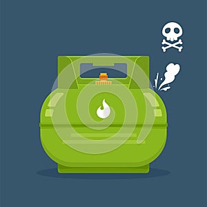 The Gas Leak. Green Tank. Isolated Vector Illustration