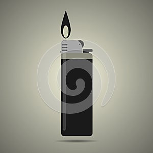 Gas lighter with fire
