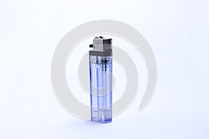Gas lighter with transparent blue container