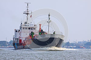 gas lpg container tanker ship running in river use for petrochemical gas energy in water transportation industry