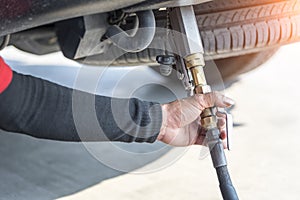 Gas LPG dispenser for car refuel photo