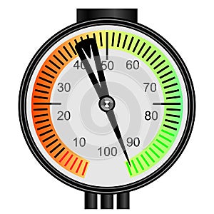 Gas manometer on a white background