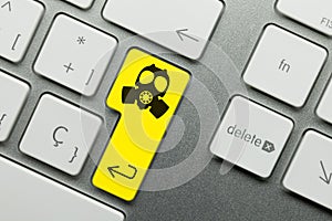 Gas mask - Inscription on yellow Keyboard Key