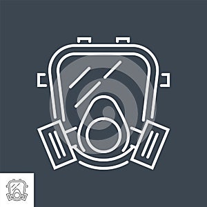 Gas mask related vector thin line icon.