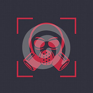 Gas mask, respirator icon, biohazard symbol
