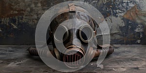 Gas Mask Resting on Table