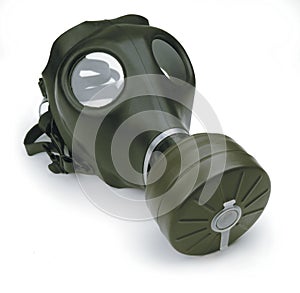 Gas mask on white