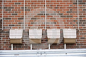 Gas meter box housing outside external to council house a row