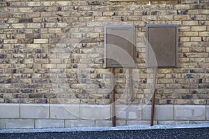 Gas meter box housing outside external to council house a row