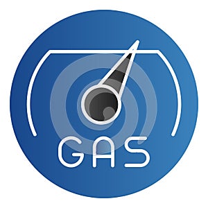 Gas meter flat icon. Fuel gouge counter, full tank. Oil industry vector design concept, gradient style pictogram on