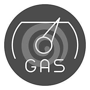 Gas meter solid icon. Fuel gouge counter, full tank. Oil industry vector design concept, glyph style pictogram on white