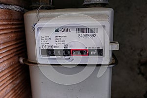 Gas meter in the wall