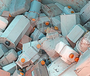 gas meters in a landfill of hazardous material ready for recycling