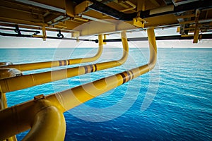 Gas pipe lines with gas and oil in oil and gas platform