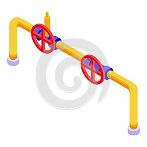 Gas pipe transportation icon isometric vector. Valve power