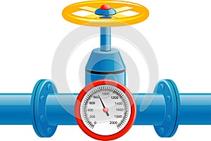 Gas pipe valve and pressure meter