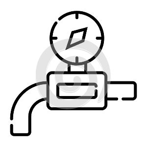 Gas pipe valve and pressure meter vector