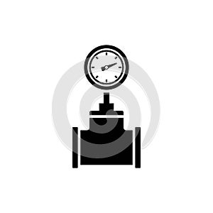 Gas pipe valve and pressure meter vector icon