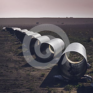 Gas pipeline construction, La Pampa province , Patagonia, Argentina