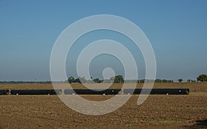 Gas pipeline construction, La Pampa province , Patagonia, Argentina