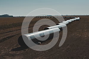 Gas pipeline construction, La Pampa province , Patagonia, Argentina