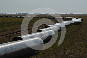 Gas pipeline construction, La Pampa province , Patagonia, Argentina