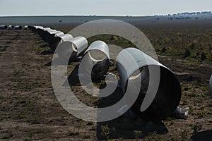 Gas pipeline construction, La Pampa province , Patagonia, Argentina