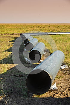 Gas pipeline construction, La Pampa province , Patagonia, photo