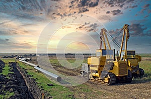 Gas pipeline and machinery construction site