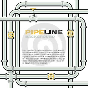 Gas pipeline vector background in flat style. Pipes with taps