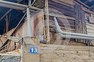 Gas pipelines through a wooden house in Garni village in Armen