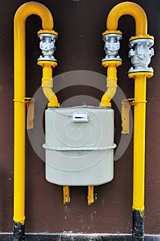 Gas pipes and meter