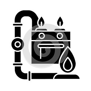 Gas pipework black glyph icon