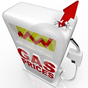 Gas Prices - Arrow Rising at Gasoline Pump