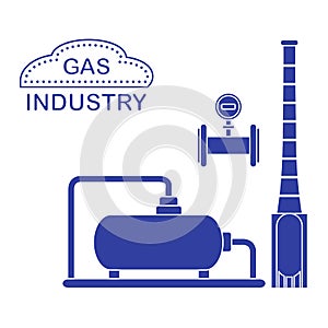 Gas processing plant. Industrial gas meter.
