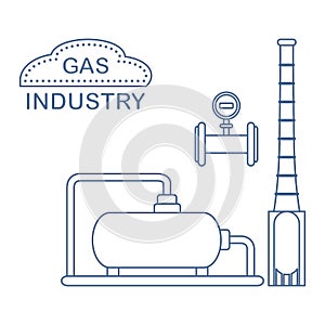 Gas processing plant. Industrial gas meter.