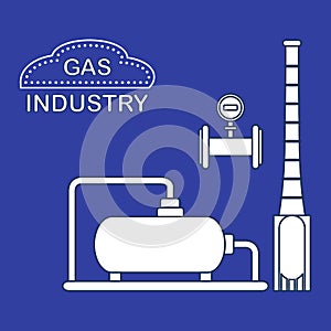 Gas processing plant. Industrial gas meter.
