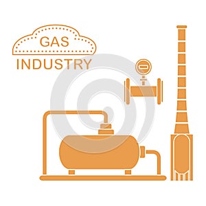 Gas processing plant. Industrial gas meter.